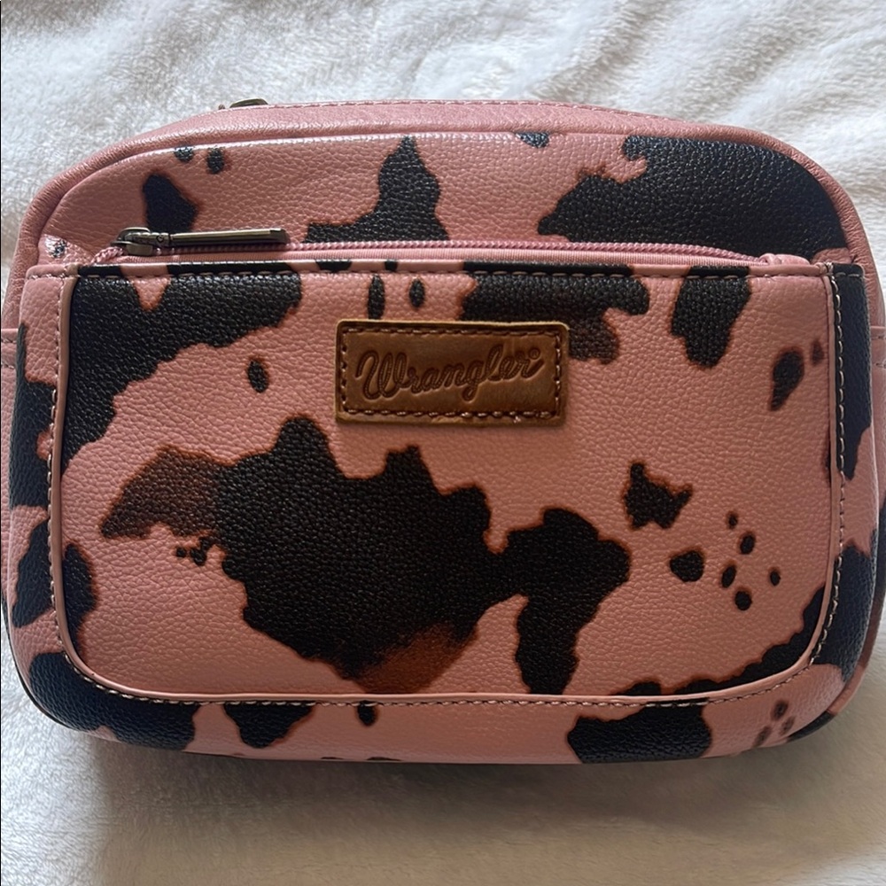 Wrangler Pink and Black Belt Bag with Cow Print
